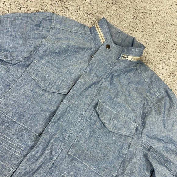 Lucky Brand Military Jacket Mens Size Medium Blue Chambray M65